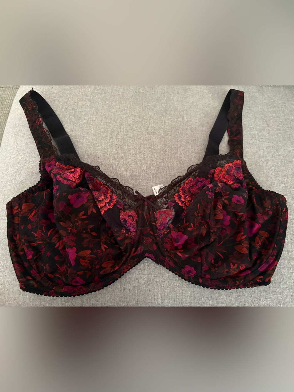 Prima Donna Floral black Lace Underwire Bra in orange, pink and purple Size 36F